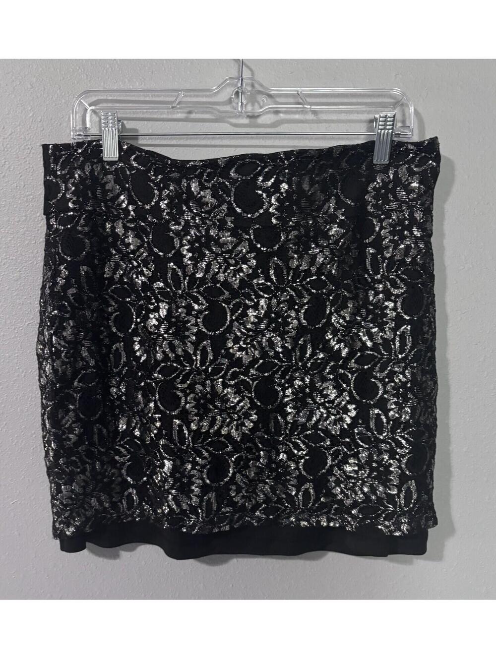 DOTS Brand Party Skirt Women's Size 15/16 Black Silver Metallic